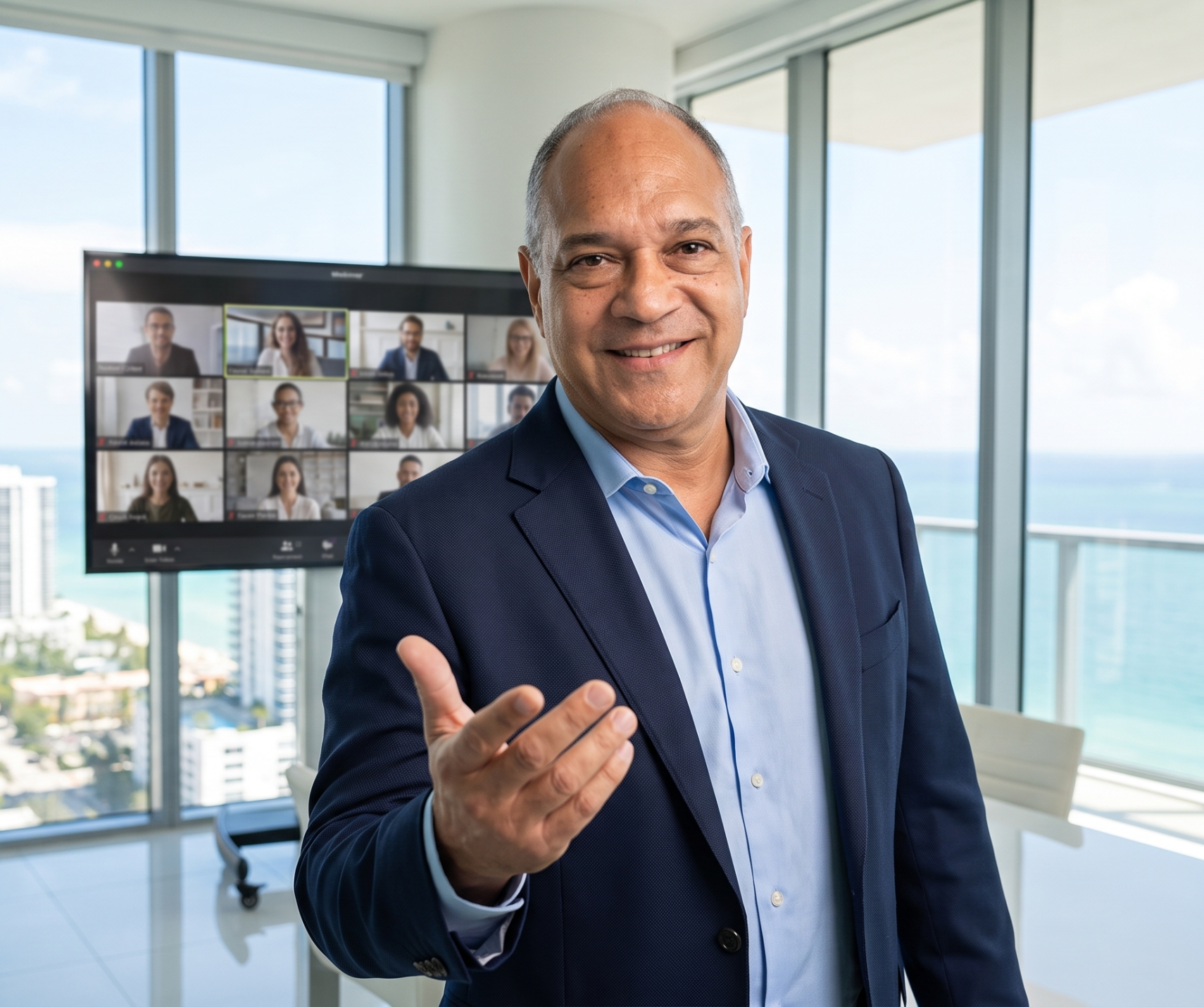 John Diaz hosting the South Florida Business Sales monthly business webinar on Zoom